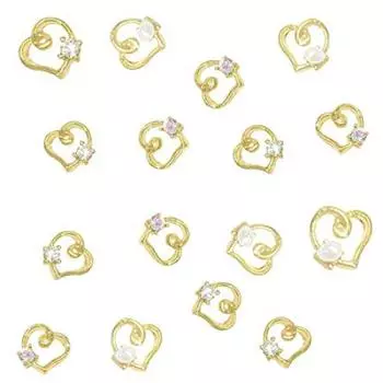 Витое сердце Кристалл Жемчуг 3 типа Гелевые ногти Металлические части ногтя Части 3 комплекта [1 цвет, включено] Серебро,