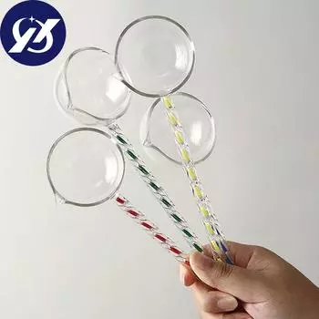 Витражи с длинной ручкой Красочные кофейные ложки Кофейная посуда Стеклянные чайные ложки Ложки для перемешивания красный