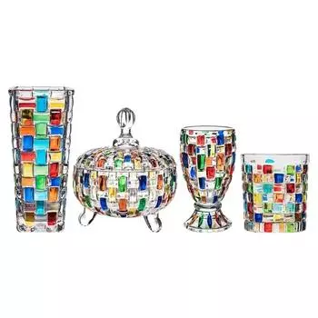 Витражная банка для конфет, расписанная вручную в европейском стиле, ваза для фруктов с плетеным узором, контрастная ваза, расписанная чашка для сока, стакан для виски 1pcs