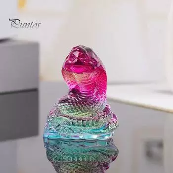 Витражная фигурка змеи, коллекционная китайская скульптура змеи со знаком зодиака, настольная статуэтка змеи, новогоднее украшение для приставного столика, каминной полки, книжного шкафа розы красного