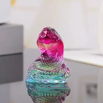 Витражная фигурка змеи Yousheng, коллекционная китайская скульптура змеи со знаком зодиака, настольная статуэтка змеи, новогоднее украшение для приставного столика, каминной полки, книжного шкафа