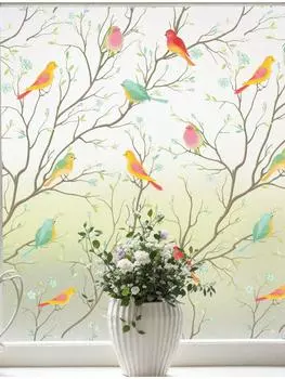 Витражная матовая оконная пленка - статическая, липкая, блокирующая УФ-излучение, теплоизоляционная, приватная пленка для входной двери в ванную комнату 30x100 cm