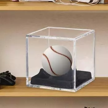 Витрина для бейсбола, прозрачный акриловый держатель для мячей, квадратный органайзер для бейсбольной коробки, пыленепроницаемый держатель для хранения бейсбольных мячей чистый