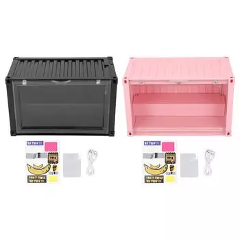 Витрина для миниатюрных фигурок со светодиодной подсветкой, пылезащитная, штабелируемая, витрина для мини-фигурок для игрушек Roseate