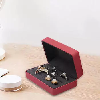 Витрина для шкатулки для драгоценностей, легкий модный органайзер для хранения колец для женщин, красный