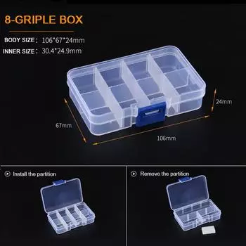 Витрина Регулируемая 6-36 сеток ювелирных изделий Пластик Популярный держатель для бусины Контейнер Органайзер Коробка для хранения Серьги Отделение ручной работы Small 10 grid