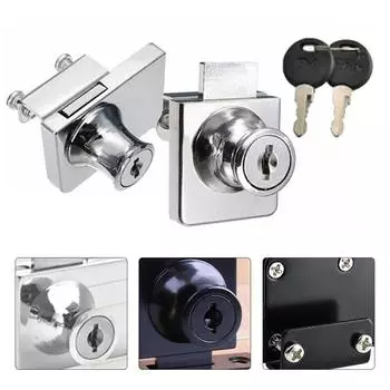 Витрина Замок Стеклянный Витрина Двойной Замок Двери Замок Безопасности С Ключами Легко Устанавливается Стеклянные Дверные Замки Фурнитура чёрный