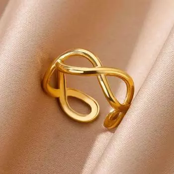 Витые двойные волнистые кольца для женщин из нержавеющей стали, открытые регулируемые, золотого цвета, обручальное кольцо, модные свадебные украшения, подарок