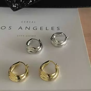 Витые гофрированные вставки ветровая пряжка для ушей ниша холодные серьги мода девушка 925 серебряная игла темперамент мода новый 925 silver needles