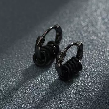 Витые простые серьги-кольца с пряжкой, модные мужские серьги-волны, подарки чёрный