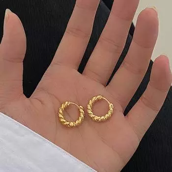 Витые серьги-кольца Витые серьги Маленькие серьги женские золотой