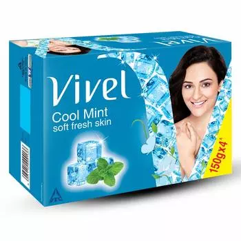 Vivel Cool Mint, Мягкое мыло для свежей кожи 150г (Пакет из 4)