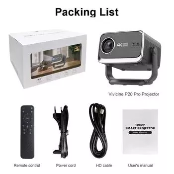 Vivicine P20 Smart Android 13 Native Full HD 1080P проектор, 5G wifi светодиодный домашний кинотеатр видеопроектор офисное совещание серый