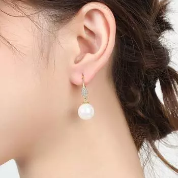 Viwisfy 18k Gold Preserve Pearl Dangle Girl Gift Birthday Jewelry 925 Sterling Silver Drop Earrings For Women