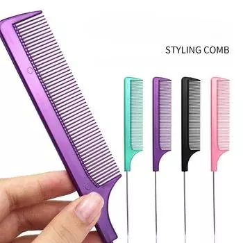 Визажист Вечерний макияж для волос Профессиональная пушистая расческа для домашнего парикмахерского салона Мелирование волос Стальная игла с заостренным хвостом расческа чёрный