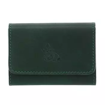 Визитница Муми-тролль, чехол для карт, натуральная кожа, без тиснения, муми-коровья кожа, сделано в Японии, зеленая [Kisora], женская, KIMN-004