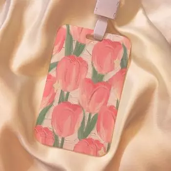 Визитница с цветком розы, мультяшный милый розовый держатель кредитных карт, держатели банковских удостоверений, чехол для значка, чехол для карты для женщин и мужчин as the picture