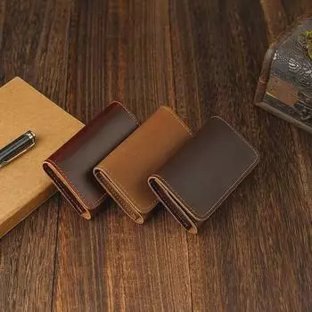 Визитница унисекс из натуральной кожи Cross-Border - ретро-кожа первого слоя, кредитница Crazy Horse коричневый