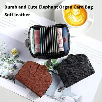 Визитница женский коровий кожаный кошелек для кредитных карт с узором слона на молнии маленькая сумка женский банковский футляр для кредитных карт фиолетовый