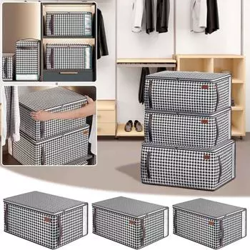 Визуальная сумка для хранения одежды, гардеробная сортировочная коробка, портативная сумка для хранения, коробка для хранения зимнего одеяла M чёрный