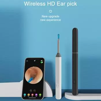 Визуальная ушная ложка для удаления ушной серы с эндоскопом, силиконовый ушной выбор, приложение для телефона, подключение Wi-Fi чёрный
