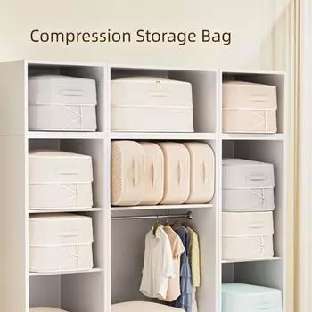 Визуальное окно Хлопковый мешок для хранения одеял Большая вместимость Сортировочные сумки для шкафа Органайзер для одеял Спальня Grey-54*42*30cm