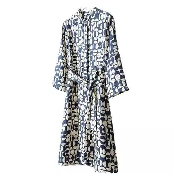 Визуальный баланс Mulberry шелкография принт пояс рубашка платье лето S