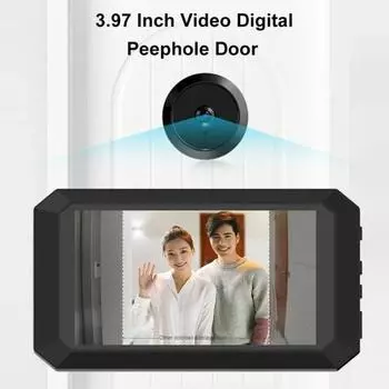 Визуальный дверной звонок Цифровой электронный видоискатель с ЖК-экраном Ночное видение Простота установки Устройство для просмотра защитной двери Камера для записи фотографий Дверной глазок чёрный