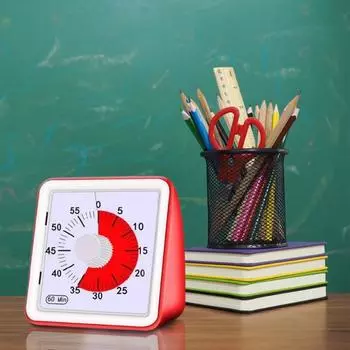 Визуальный таймер обратного отсчета для собраний в классе Бесшумный магнитный таймер для кухни с будильником Легко читаемый дисплей Интуитивно понятный визуальный циферблат Инструмент для управления временем красный