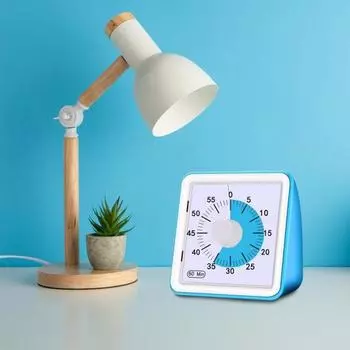 Визуальный таймер обратного отсчета для собраний в классе. Бесшумный магнитный таймер для кухни с будильником. синий