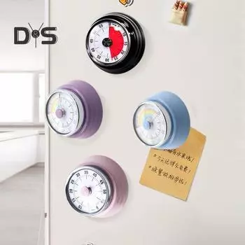 Визуальный таймер Японский механический таймер Магнитный таймер с обратной стороной Батарейки не требуются Громкий сигнал Универсальный кухонный таймер для спортзала Йога Обучение Дом чёрный
