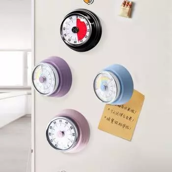 Визуальный таймер Японский механический таймер Магнитный таймер с обратной стороной Батарейки не требуются Громкий сигнал Универсальный кухонный таймер для спортзала Йога Обучение Дом розовый