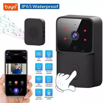 Визуальный видеозвонок Беспроводной интеллектуальный дверной звонок HD Камера ночного видения Безопасность Умный дом WiFi дверной звонок Двусторонняя связь Изменение голоса