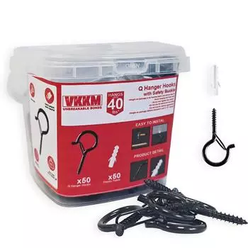VKKM 50-Piece Q Hanger Hooks - 40 lbs Capacity, Safe and Easy Installation for Home and Office Use