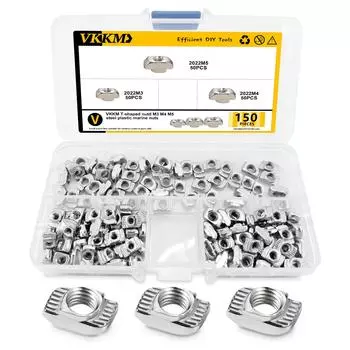 VKKM T - shaped nut M3 M4 M5 steel plastic marine nuts 2025M3, 2025M4, 2025M5, Silver, 150 PCS