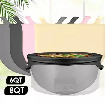 Вкладыш для медленноварки с ручкой, пищевой класс, не содержит бисфенола А, термостойкий, многоразовый, герметичный, можно мыть в посудомоечной машине, силиконовый вкладыш для медленноварки A серый