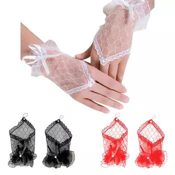 Вкусные кружевные перчатки без пальцев, нарядное платье для девичника, женское свадебное короткое выпускное платье чёрный