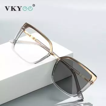 VKYEE Модные очки для чтения с большой оправой, простые квадратные, с защитой от синего света, настраиваемые по рецепту, фотохромные 0