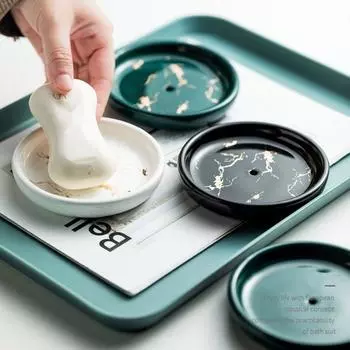 Влагостойкая мыльница для ванной комнаты, круглая мыльница, креативная керамическая мыльница для отеля white-style 2