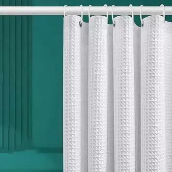 Влагостойкая водонепроницаемая полиэстеровая занавеска для душа с крючком Элегантная вафельная для стандартных душевых кабин и ванн Душевая занавеска