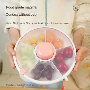 Влагостойкий домашний лоток для фруктов с крышкой, портативный детский ящик для закусок, герметичный вращающийся поднос для фруктов, коробка для сухих фруктов розовый