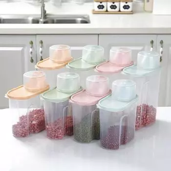 Влагостойкий дозатор хлопьев, мука, кухонный органайзер, контейнер для зерна, банки для хранения S синий