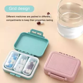 Влагостойкий квадратный надежный съемный утренний и вечерний мини-контейнер для витаминных таблеток, коробка для таблеток зелёный