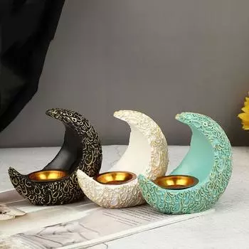 Влагостойкий подсвечник в форме полумесяца, подсвечник в форме луны на Ближнем Востоке, арабский Рамадан белый
