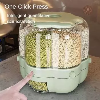 Влагостойкое и защищенное от насекомых бытовое вращающееся ведро для риса с большой вместимостью, утолщенным уплотнением и разделенным кухонным ящиком для хранения риса.