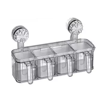 Влагозащищенная настенная полка для специй, пыленепроницаемый контейнер для приправ, органайзер для специй для кухни прозрачный