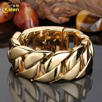 Властный браслет из титановой стали, новый позолоченный браслет из грубой модной атмосферы, мужской браслет из титановой стали 22cm