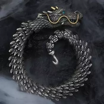 Властный браслет, мужской индивидуальный ретро кран, коллекция уровня, умные браслеты с драконом, аксессуары 18cm серебряный