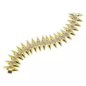 Властный европейский хип-хоп бриллиантовый мужской мотоциклетный браслет-цепочка, индивидуальный конический браслет, реквизит для выступлений золотой