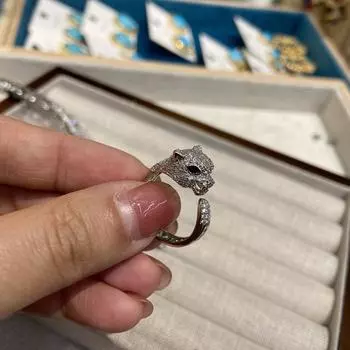 Властный ветер преувеличенный микро инкрустированный бриллиантами леопардовый полый браслет кольцо комплект женское ожерелье ягуар серьги-гвоздики